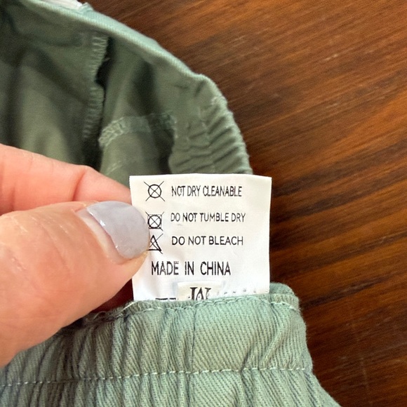 Women’s Sz M Green Wide-Leg Pants with White Drawstring - Picture 8 of 10